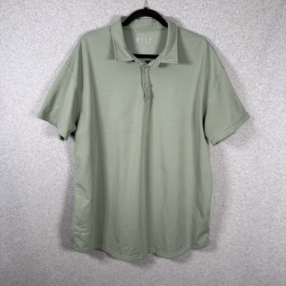 Bylt basics polo mens XXL green short sleeve athletic casual shirt